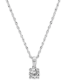 ARABELLA CUBIC ZIRCONIA SOLITAIRE 18" PENDANT NECKLACE IN 14K WHITE GOLD