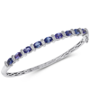 Macy's Tanzanite (4 Ct. T.w.) & Diamond (1/10 Ct. T.w.) Bangle Bracelet In Sterling Silver In White