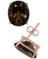 Macy's Smoky Quartz Oval Stud Earrings (8-3/8 Ct. T.w.) In 14k Rose Gold In Brown