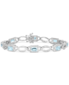 Macy's Aquamarine (3-1/3 Ct. T.w.) & Diamond (1/20 Ct. T.w.) Open Link Bracelet In Sterling Silver In Blue