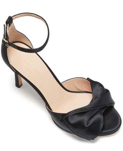 Kate Spade 100mm Bow-detail Satin Sandals In Black
