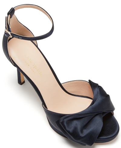 Kate Spade 100mm Bow-detail Satin Sandals In Black