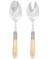 Vietri Aladdin Brilliant Aqua 2-piece Salad Server Set In Ivory/cream