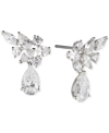 Eliot Danori Silver-tone Crystal Pear Drop Earrings, Created For Macy's In Gray