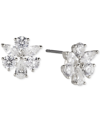 Eliot Danori Silver-tone Crystal Cluster Stud Earrings, Created For Macy's In Gray