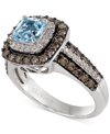 Le Vian Aquamarine (3/4 Ct. T.w.) And Chocolate Diamonds (3/4 Ct. T.w.) In 14k White Gold In Blue