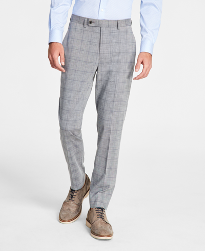 Ben Sherman Men's Skinny-fit Stretch Suit Pants In Grey,blue Plaid