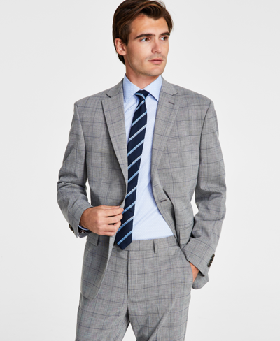 Ben Sherman Men's Skinny-fit Stretch Suit Jacket In Grey,blue Plaid