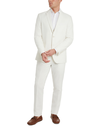 Kenneth Cole Reaction Men's Slim-fit Stretch Linen Solid Suit In Cream