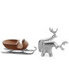 Nambe Holiday Miniature Sleigh With Reindeer In Silver