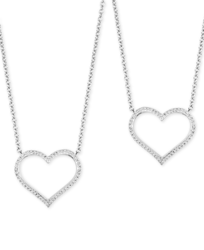 Hallmark Diamonds 2-pc. Set Diamond "wear One Share One" Heart Pendant Necklaces (1/5 Ct.tw) In Sterling Silver, 16" +