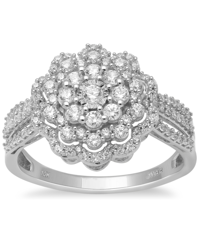 Macy's Diamond Cluster Ring (3/4 Ct. T.w.) In 10k White Gold