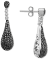 Macy's Black Diamond (1/2 Ct. T.w.) & White Diamond Accent Elongated Teardrop Drop Earrings In Sterling Sil In White