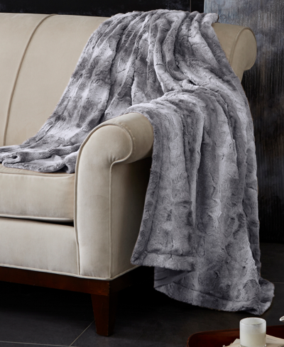 Madison Park Zuri Faux-fur Throw, 60" X 70" In Gray