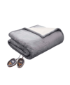 Woolrich Electric Plush To Berber Reversible King Blanket Bedding In Gray