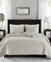 Madison Park Harper Quilted Velvet 3-pc. Quilt Set, Full/queen In Ivory/cream