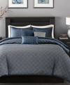 Madison Park Biloxi Geometric Jacquard 6-pc. Duvet Cover Set, King/california King Bedding In Blue