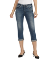 Silver Jeans Co. Elyse Star Embroidered Capri Jeans In Blue