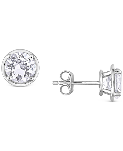 Macy's Lab-created White Sapphire Stud Earrings (3-1/4 Ct. T.w.) In Sterling Silver