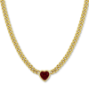 Macy's Lab-created Ruby Heart 18" Collar Necklace (2-7/8 Ct. T.w.) In Yellow-plated Sterling Silver In Gold