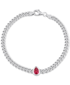 Macy's Lab-created Ruby Chain Link Bracelet (1-1/7 Ct. T.w.) In Sterling Silver In Red