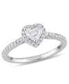 Macy's Certified Diamond (3/4 Ct. T.w.) Heart And Round-shape Engagement Ring In 14k White Gold In Gold