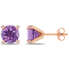 Macy's Gemstone And Diamond Accent Stud Earrings In 10k White Gold. Available In Blue Topaz (4-3/4 Ct.t.w.) In Purple