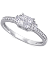 Macy's Diamond Princess Quad Cluster Engagement Ring (1/2 Ct. T.w.) In 14k White Gold In Gold