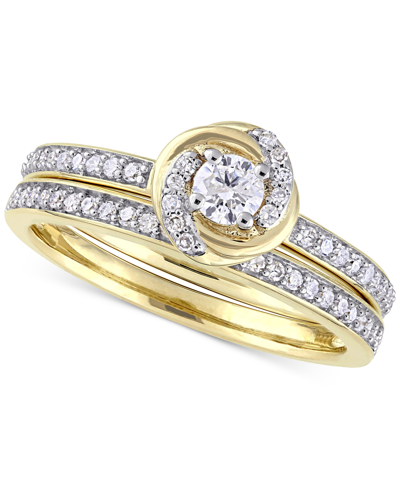 Macy's Diamond Swirl Halo Bridal Set (1/2 Ct. T.w.) In 14k Gold In Yellow Gold