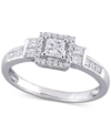 Macy's Diamond Princess Halo Engagement Ring (3/4 Ct. T.w.) In 14k White Gold In Gold