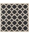 SAFAVIEH COURTYARD BLACK AND BEIGE 5'3" X 5'3" SISAL WEAVE SQUARE OUTDOOR AREA RUG