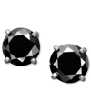 Macy's Black Diamond Stud Earrings 1 To 2 Ct. T.w. In 14k White Gold In White