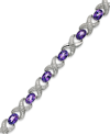 Macy's Amethyst (6-1/2 Ct. T.w.) And Diamond Accent Xo Bracelet In Sterling Silver (also In Multi, London B In Purple