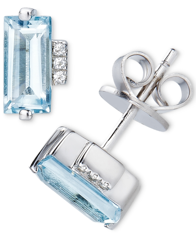Macy's Sky Blue Topaz (2 Ct. T.w.) & White Topaz Accent Stud Earrings In Sterling Silver (also Available In