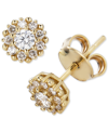 Macy's Diamond Halo Stud Earrings (1/3 Ct. T.w.) In 14k Gold In Gold
