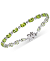Macy's Rhodolite Garnet (10-3/8 Ct. T.w.) & White Topaz (3/4 Ct. T.w.) Link Bracelet In Sterling Silver (al In Green