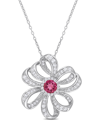 Macy's Gemstone Flower Necklace In Sterling Silver In White