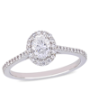 Macy's Oval Certified Diamond (3/4 Ct. T.w.) Halo Engagement Ring In 14k White Gold In Gold