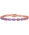 Macy's Amethyst (14 Ct. T.w.) & White Sapphire (3/5 Ct. T.w.) Link Bracelet In 14k Rose Gold In Purple