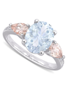 Macy's Aquamarine (2-1/5 Ct. T.w.), Morganite (4/5 Ct. T.w.) & Diamond Accent Ring In Sterling Silver In Blue