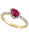 Macy's Ruby (7/8 Ct. T.w.) & Diamond (1/5 Ct. T.w.) Halo Ring In 14k Gold In Red