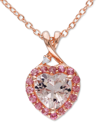 Macy's Morganite (1-1/10 Ct. T.w.), Pink Tourmaline (1/5 Ct. T.w.) & Diamond Accent Heart 18" Pendant Neckl
