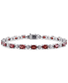 Macy's Garnet (9-7/8 Ct. T.w.) & Diamond Accent Link Bracelet In Sterling Silver (also In Peridot) In Red