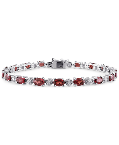 Macy's Garnet (9-7/8 Ct. T.w.) & Diamond Accent Link Bracelet In Sterling Silver (also In Peridot)