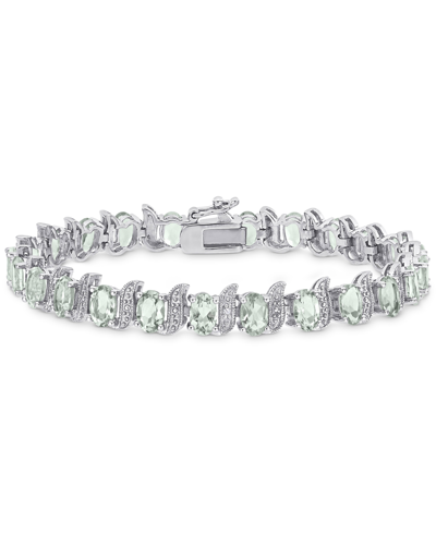 Macy's Peridot (11-1/4 Ct. T.w.) & Diamond Accent S Link Bracelet In Sterling Silver (also In Green Quartz,