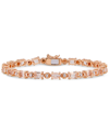 Macy's Simulated Morganite (9 Ct. T.w.) & Diamond Accent Link Bracelet In 18k Rose Gold-plated Sterling Sil In Pink