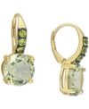 Macy's Green Quartz (11-5/8 Ct. T.w.) & Peridot (3/4 Ct. T.w.) Leverback Drop Earrings In 18k Gold-plated S In Green