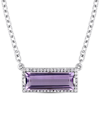 Macy's Blue Topaz (2-7/8 Ct. T.w.) & White Sapphire (1/6 Ct. T.w.) Rectangle Halo 18" Pendant Necklace In S In Purple