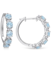 Macy's Peridot (3-3/4 Ct. T.w.) & White Topaz (1/4 Ct. T.w.) Small Hoop Earrings In 18k Rose Gold-plated St In Blue