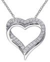 Macy's Lab-created White Sapphire Heart 18" Pendant Necklace (5/8 Ct. T.w.) In Sterling Silver In White